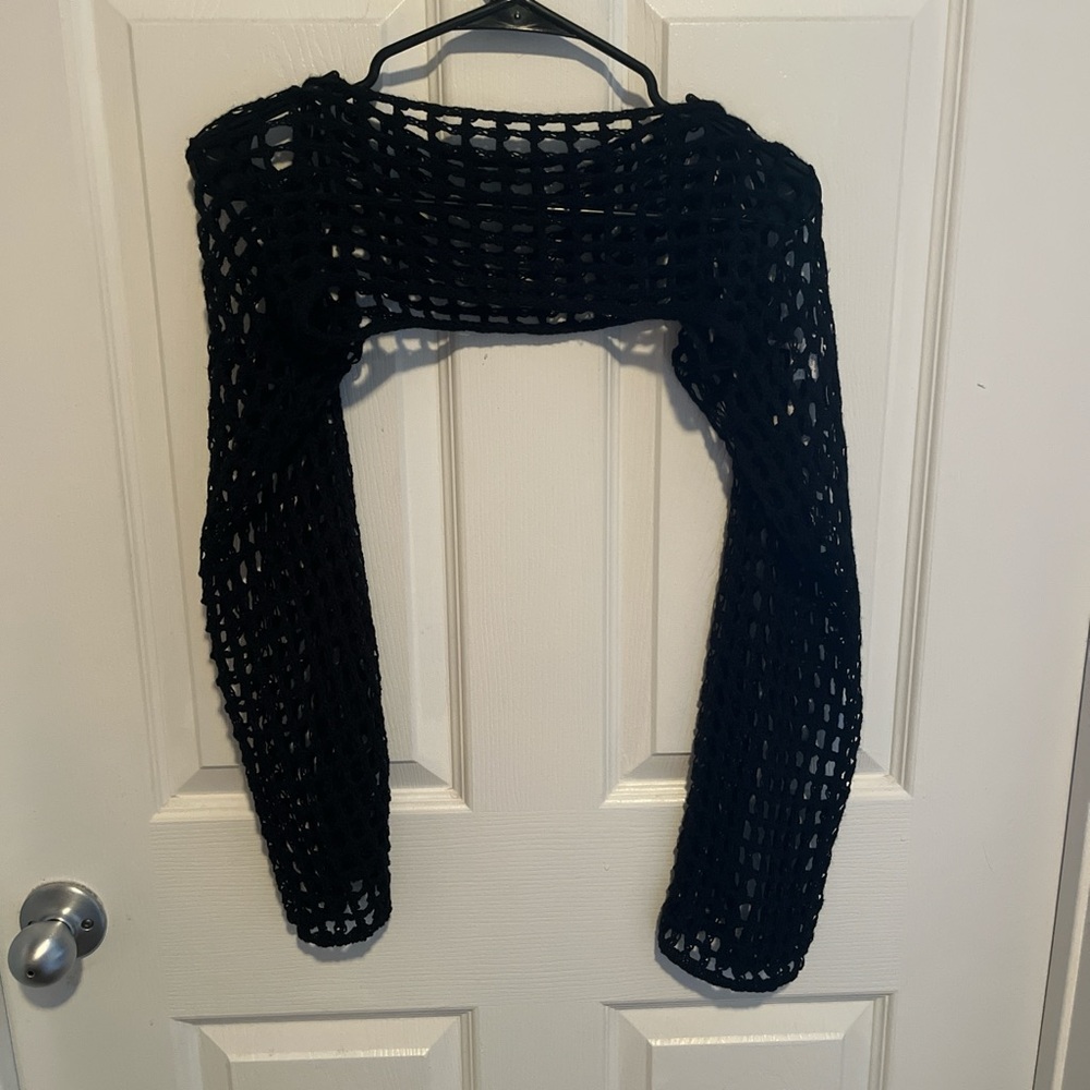 Black Open-Knit Women's Sweater
